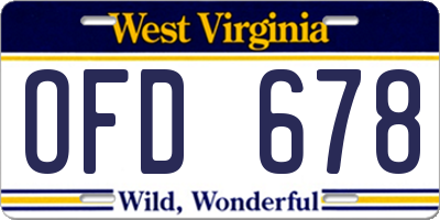 WV license plate OFD678