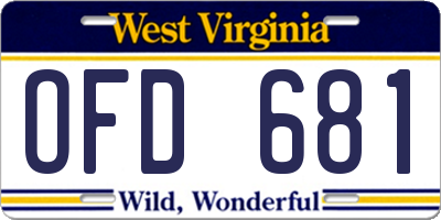 WV license plate OFD681
