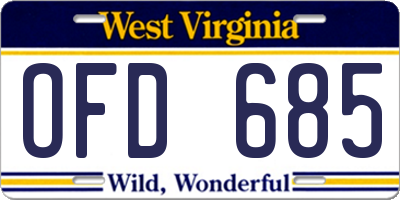 WV license plate OFD685