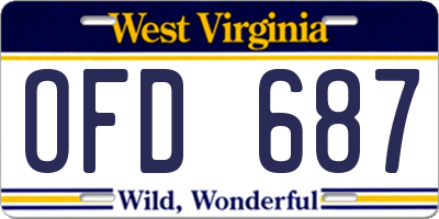 WV license plate OFD687