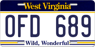 WV license plate OFD689