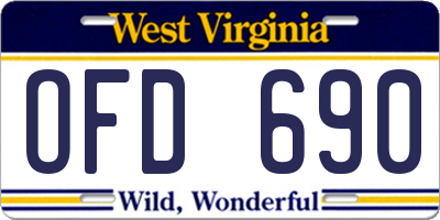 WV license plate OFD690
