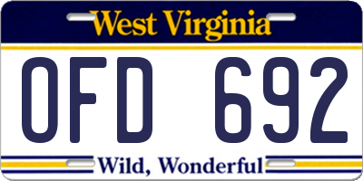 WV license plate OFD692