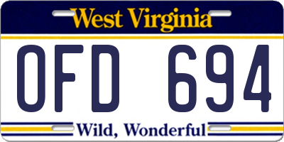 WV license plate OFD694