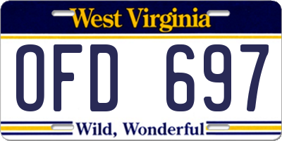 WV license plate OFD697