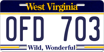 WV license plate OFD703