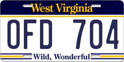 WV license plate OFD704