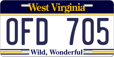 WV license plate OFD705