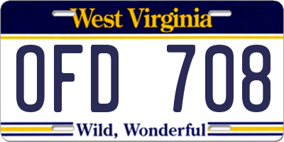 WV license plate OFD708