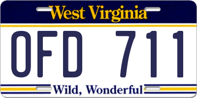 WV license plate OFD711