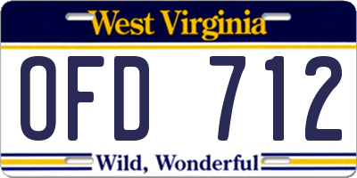 WV license plate OFD712