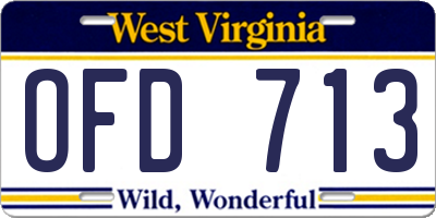 WV license plate OFD713