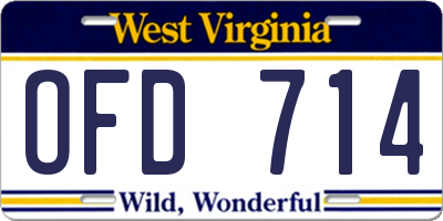 WV license plate OFD714