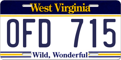 WV license plate OFD715