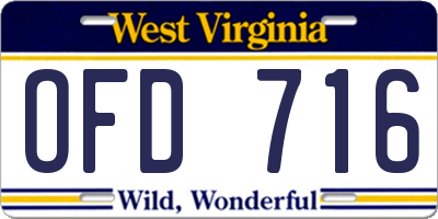 WV license plate OFD716