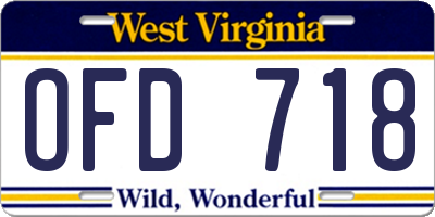 WV license plate OFD718