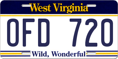 WV license plate OFD720
