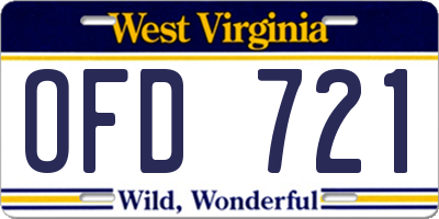 WV license plate OFD721