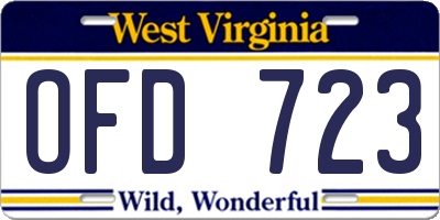 WV license plate OFD723