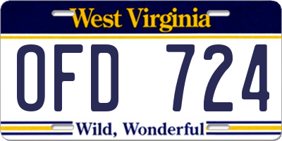 WV license plate OFD724