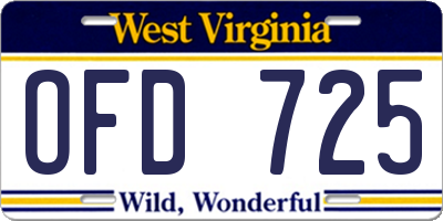 WV license plate OFD725