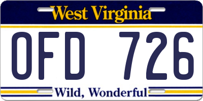 WV license plate OFD726