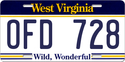 WV license plate OFD728