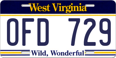 WV license plate OFD729