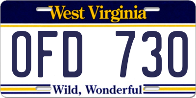 WV license plate OFD730