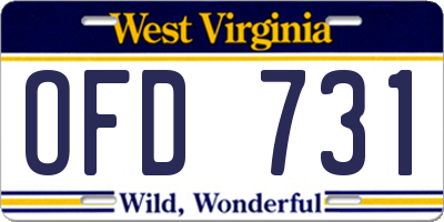 WV license plate OFD731