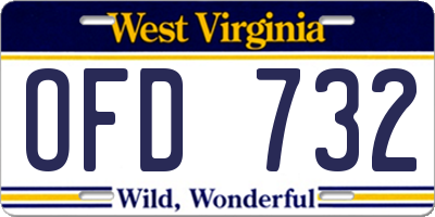 WV license plate OFD732