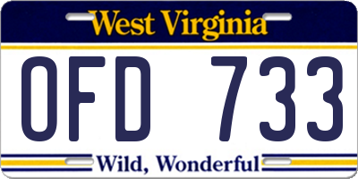 WV license plate OFD733
