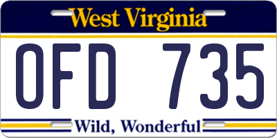 WV license plate OFD735
