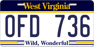 WV license plate OFD736