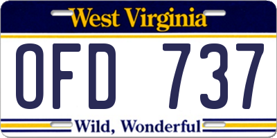 WV license plate OFD737