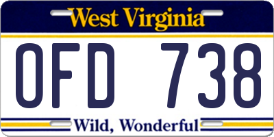 WV license plate OFD738