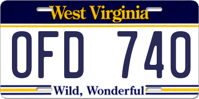 WV license plate OFD740