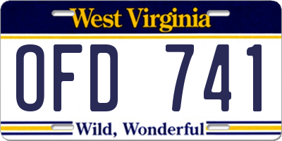 WV license plate OFD741