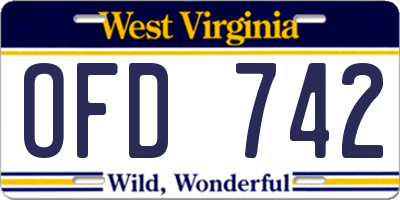 WV license plate OFD742