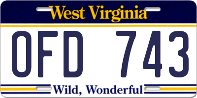 WV license plate OFD743