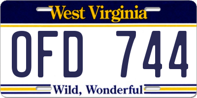 WV license plate OFD744