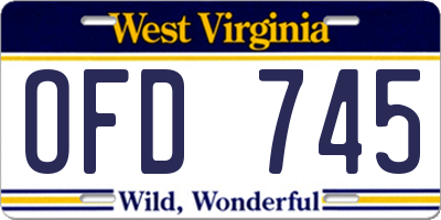 WV license plate OFD745