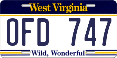 WV license plate OFD747