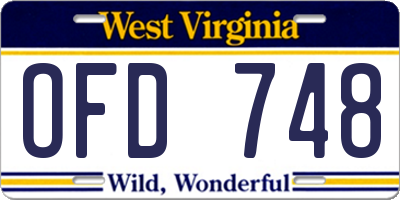 WV license plate OFD748