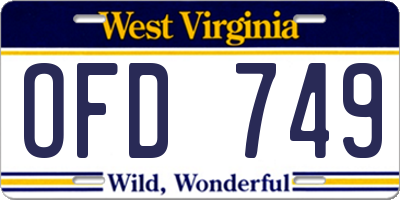 WV license plate OFD749