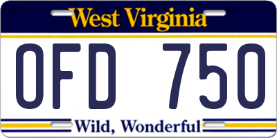 WV license plate OFD750