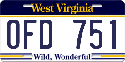 WV license plate OFD751