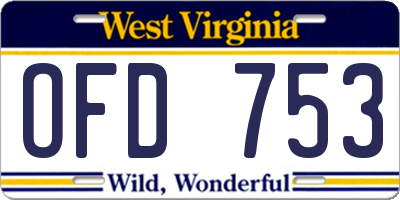 WV license plate OFD753