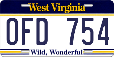 WV license plate OFD754