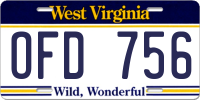 WV license plate OFD756